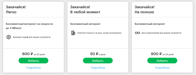 Линейка интернет-тарифов МегаФон "Закачайся!"